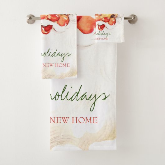 Wir sind umgezogen, Retro-Weihnachtsmann Badhandtuch Set (Insitu)