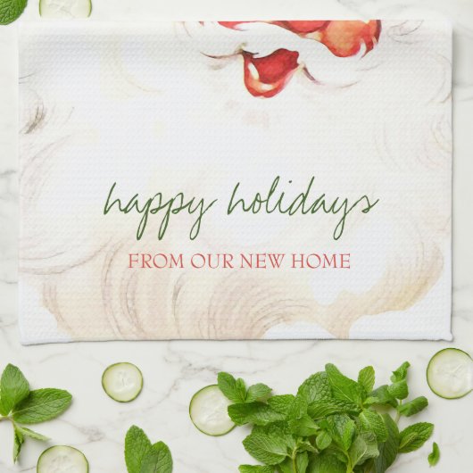 Wir sind umgezogen, Retro-Weihnachtsmann Geschirrtuch (Gefaltet)