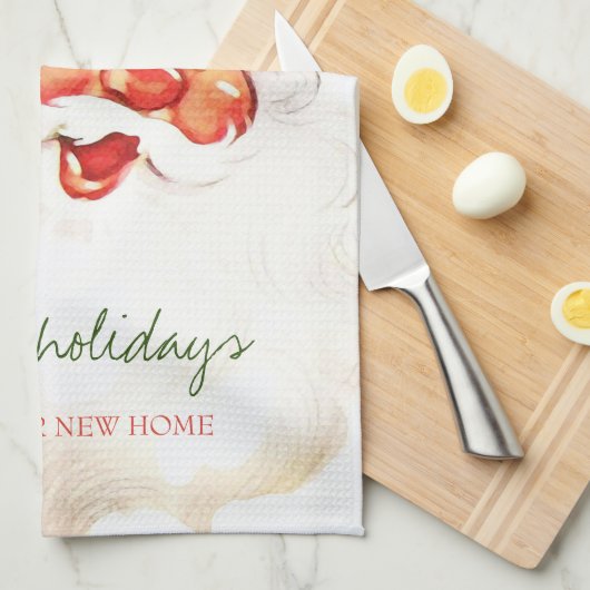 Wir sind umgezogen, Retro-Weihnachtsmann Geschirrtuch (Viertel Falte)