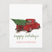 Wir sind umgezogen, roter Lkw, Pinienbäume Urlaub Ankündigungspostkarte (Vorderseite)