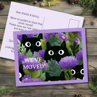 Wir sind umgezogen Umzugsankündigung Schwarze Katz Postkarte