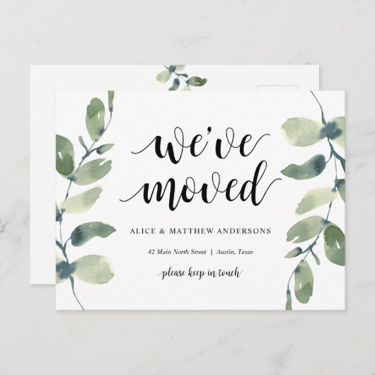 Wir sind umgezogen, unsere neue Zuhause-Adresse An Postkarte (Vorne/Hinten)