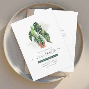 Wir sind umgezogen Wasserfarbenes Umzugsanschreibe Mitteilungskarte