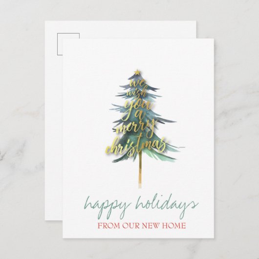 Wir sind umgezogen, Weihnachten Pine Tree Urlaub G Ankündigungspostkarte (Vorne/Hinten)