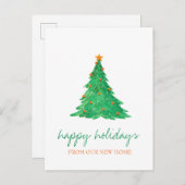 Wir sind umgezogen, Weihnachtsbaumwein in Aquarell Ankündigungspostkarte (Vorne/Hinten)