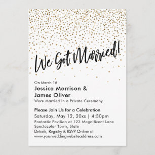 Wir sind verheiratet! Falscher Gold Glitter Konfet Einladung