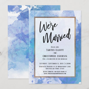 Wir sind verheiratet Goldrand Abstract Blaue Sprit Einladung