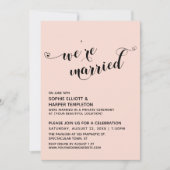 Wir sind Verheiratet Hearts Script Blush Pink Empf Einladung (Vorderseite)