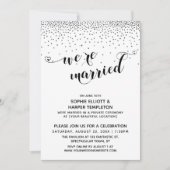 Wir sind Verheiratet Hearts Script Silver Confetti Einladung (Vorderseite)