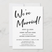 Wir sind Verheiratet moderne Hochzeitsempfehlung G Einladung (Vorderseite)