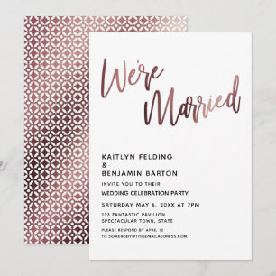 Wir sind verheiratet Rose-Gold Hochzeitsempfang Einladung