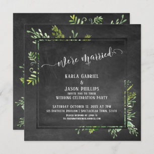 Wir sind Verheiratet Script Greenery Bouquet Chalk Einladung