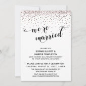 Wir sind Verheiratet Script Rose Gold Confetti Emp Einladung (Vorderseite)