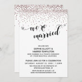 Wir sind Verheiratet Script Rose Gold Confetti Emp Einladung (Vorne/Hinten)