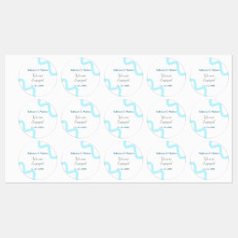 Wir sind verlobt blaugraue Aquarellspirale stilvol Etiketten