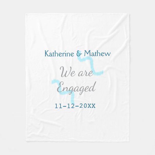 Wir sind verlobt blaugraue Aquarellspirale stilvol Fleecedecke (Vorderseite)