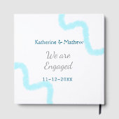 Wir sind verlobt blaugraue Aquarellspirale stilvol Gästebuch (Rückseite)