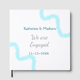 Wir sind verlobt blaugraue Aquarellspirale stilvol Gästebuch