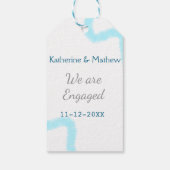 Wir sind verlobt blaugraue Aquarellspirale stilvol Geschenkanhänger (Rückseite)