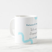 Wir sind verlobt blaugraue Aquarellspirale stilvol Kaffeetasse (Vorderseite Links)