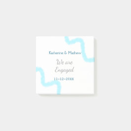 Wir sind verlobt blaugraue Aquarellspirale stilvol Post-it Klebezettel