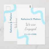 Wir sind verlobt blaugraue Aquarellspirale stilvol Postkarte (Vorne/Hinten)