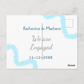 Wir sind verlobt blaugraue Aquarellspirale stilvol Postkarte (Rückseite)