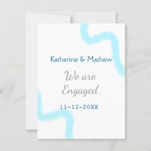 Wir sind verlobt blaugraue Aquarellspirale stilvol Postkarte