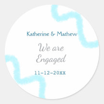 Wir sind verlobt blaugraue Aquarellspirale stilvol