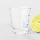 Wir sind verlobt blaugraue Aquarellspirale stilvol Schnapsglas (Links)