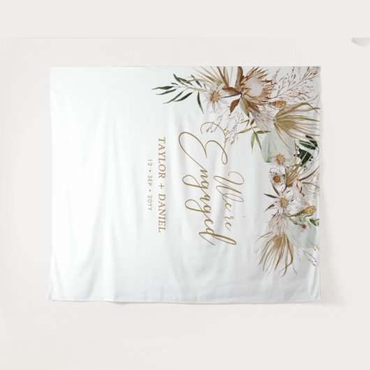 Wir sind Verlobt | Boho Bohemisch Engagement Party Wandteppich (Vorderseite (Horizontal))