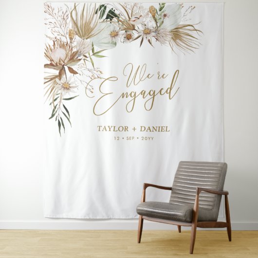 Wir sind Verlobt | Boho Bohemisch Engagement Party Wandteppich (Beispiel)