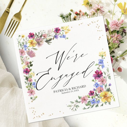 Wir sind Verlobt Boho Wildblume Engagement Party Serviette