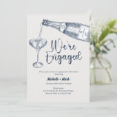 Wir sind verlobt, Champagner Verlobung, minimal Einladung (Stehend Vorderseite)