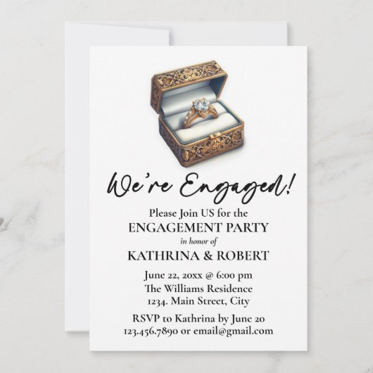 Wir sind Verlobt! Elegante Ring Engagement Party Einladung (Vorderseite)