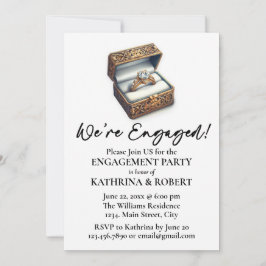Wir sind Verlobt! Elegante Ring Engagement Party Einladung