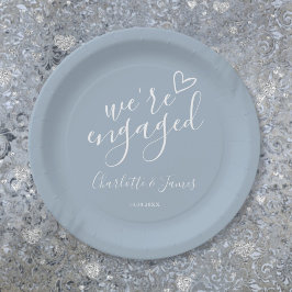Wir sind Verlobt Engagement Party Dusty Blue Pappteller