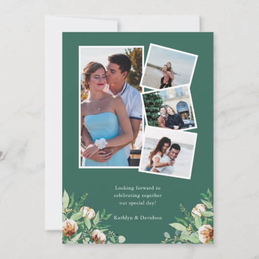 Wir sind Verlobt Eukalyptus Floral Einfache Verlob Einladung (Rückseite)