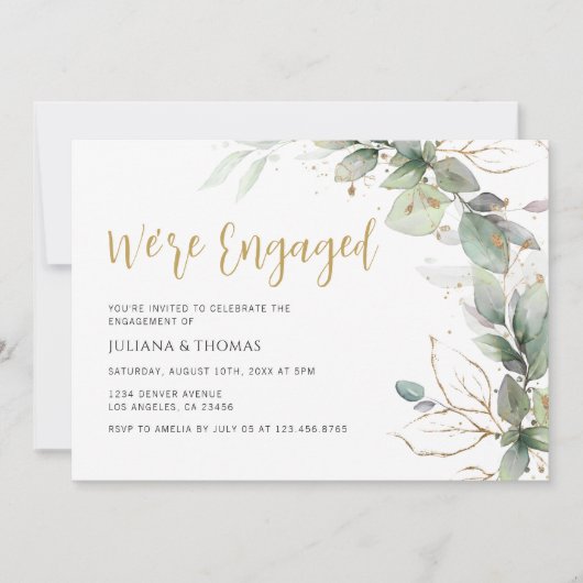 Wir sind Verlobt Eukalyptus Greenery Engagement Pa Einladung (Vorderseite)