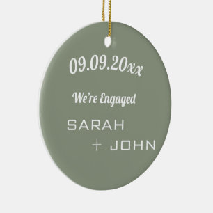 Wir sind Verlobt Foto Sage Green & White Keramik Ornament