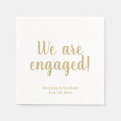 Wir sind verlobt goldfarbene benutzerdefinierte Sk Serviette (Vorderseite)