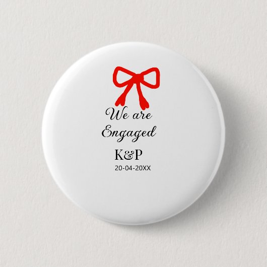 Wir sind verlobt hinzufügen Namensbuchstabe rot Bo Button (Vorderseite)