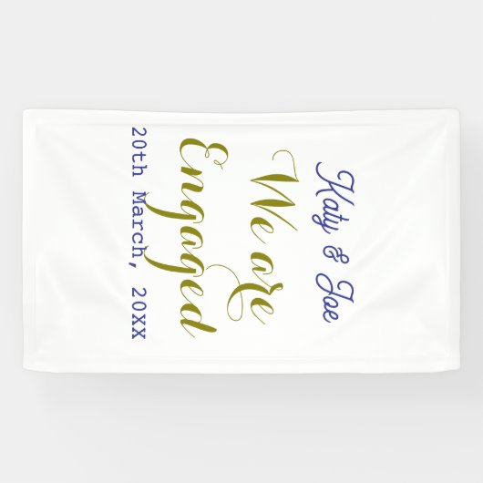 Wir sind verlobt lila gold name datum elegant einf banner (Horizontal)