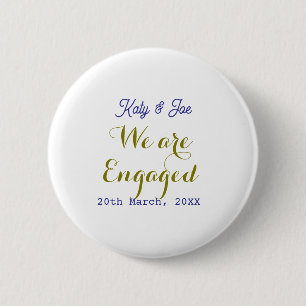Wir sind verlobt lila gold name datum elegant einf button