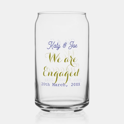 Wir sind verlobt lila gold name datum elegant einf dosenglas (Vorderseite)