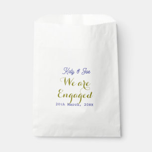 Wir sind verlobt lila gold name datum elegant einf geschenktütchen