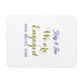 Wir sind verlobt lila gold name datum elegant einf magnet (Horizontal)