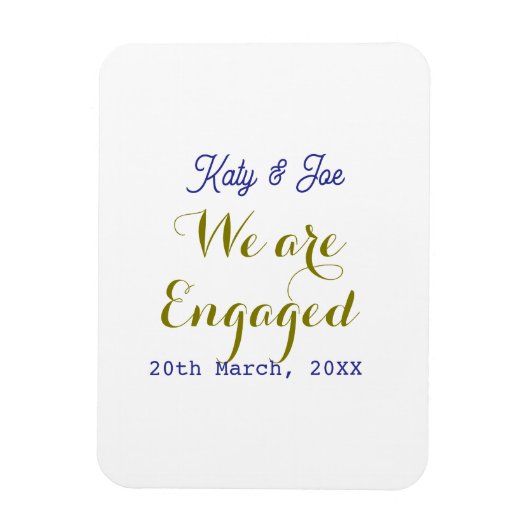 Wir sind verlobt lila gold name datum elegant einf magnet (Vertikal)