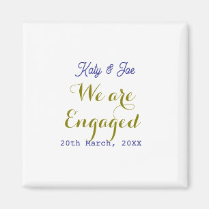 Wir sind verlobt lila gold name datum elegant einf magnet