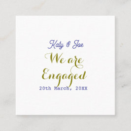 Wir sind verlobt lila gold name datum elegant einf quadratische visitenkarte